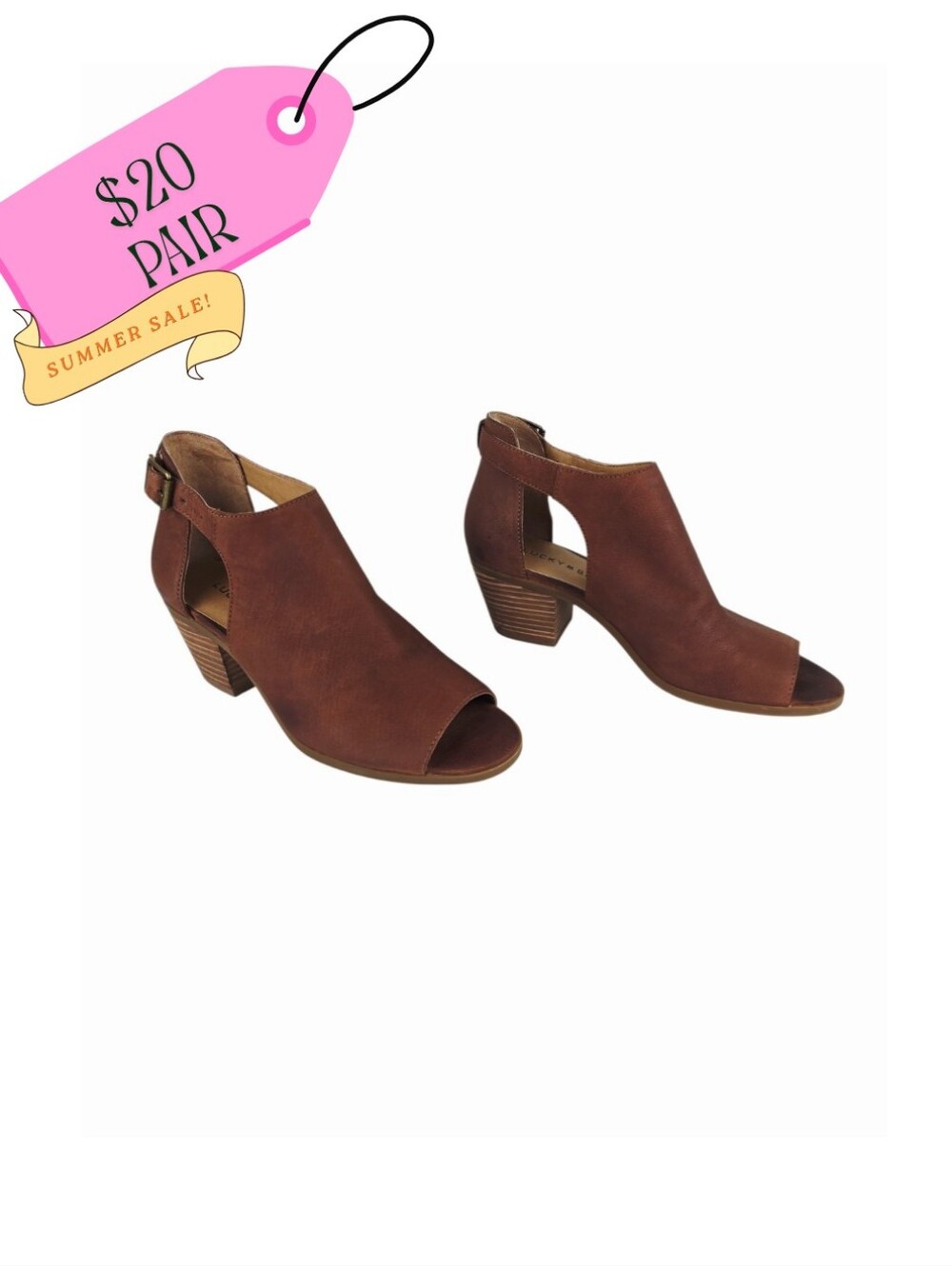 Lucky Brand Brown Open-Toe Block Heel Sandals